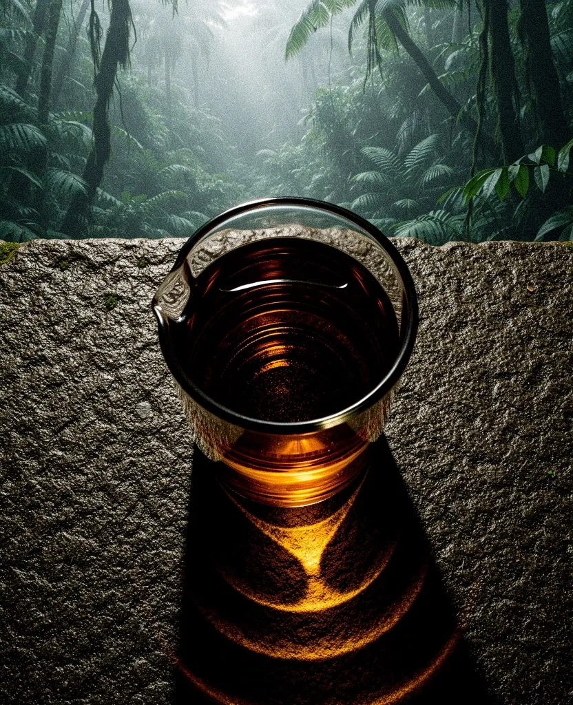 Advanced liquid extraction beaker in an Indonesian forest environment